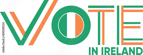 vote word Ireland or Irish with voting sign showing general election of Ireland, vector illustration