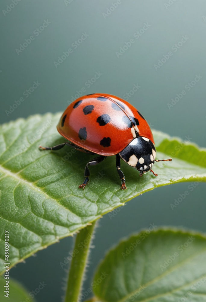 A playful ladybug crawling on a plant. A playful ladybug crawling on a plant.