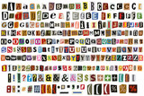 Ransom cut out color letters. Numbers, punctuation marks. Ransom note collage vector alphabet trendy paper style blackmail ransom kidnapper criminal anonymous or detective scrap font. Compose your own