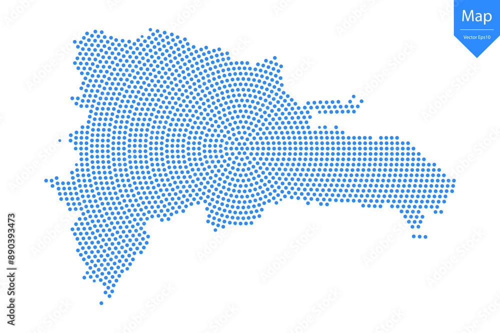 Abstract graphic Dominican map from point blue on a white background. Vector illustration. Abstract graphic Dominican map from point blue on a white background. Vector illustration.