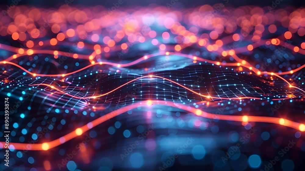 Futuristic Digital Grid with Interconnected Nodes and Glowing Lines Cyber Background Concept Futuristic Digital Grid with Interconnected Nodes and Glowing Lines Cyber Background Concept