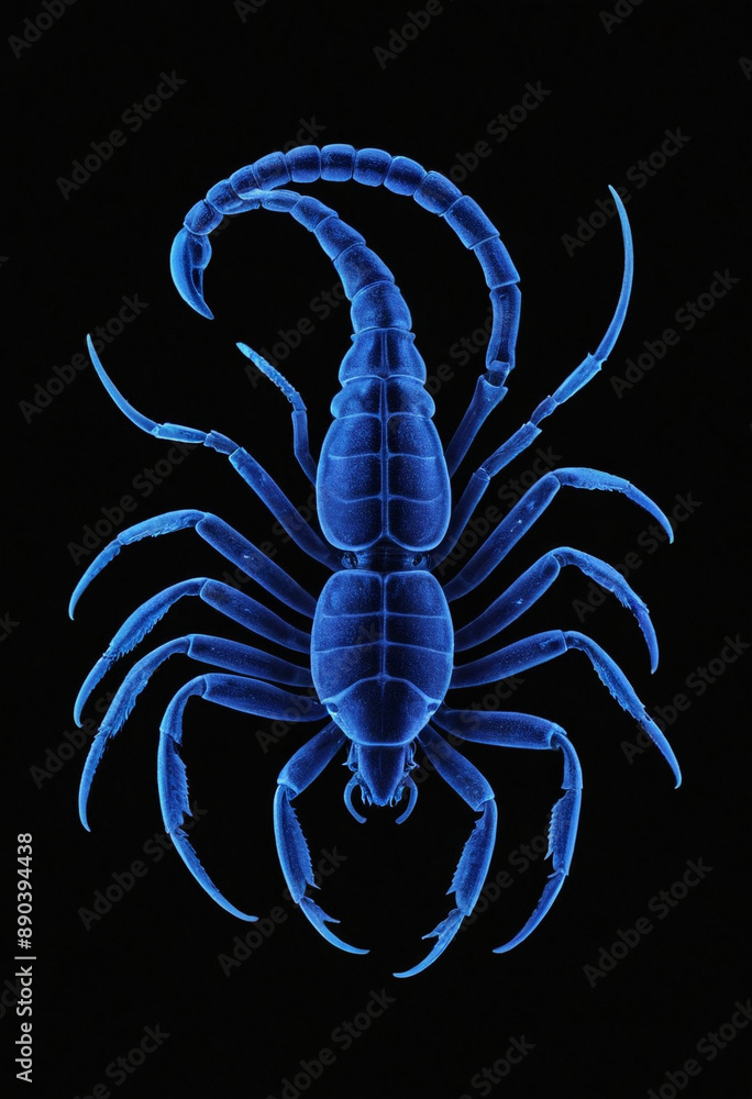 Obraz premium A scorpion glowing under black light. 