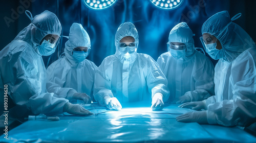A surgeon dressed in steril...
