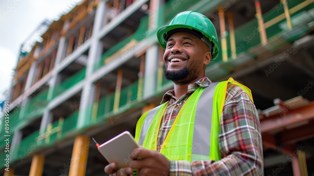 The male construction worker The male construction worker