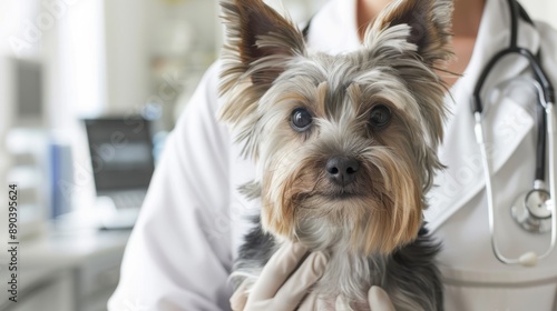 The vet with adorable terrier photo