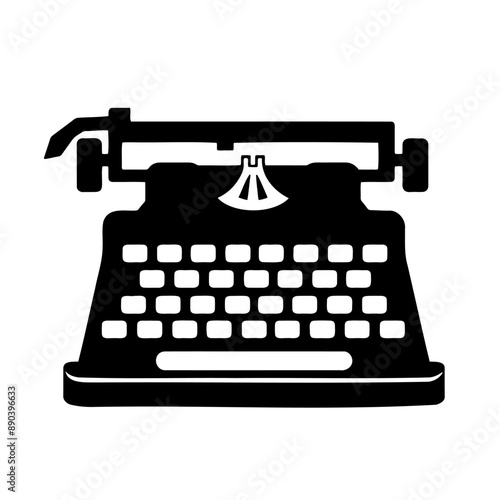 Vintage Black and White Typewriter Illustration