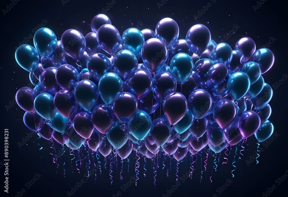 Obraz premium dark night sky filled with glowing balloons