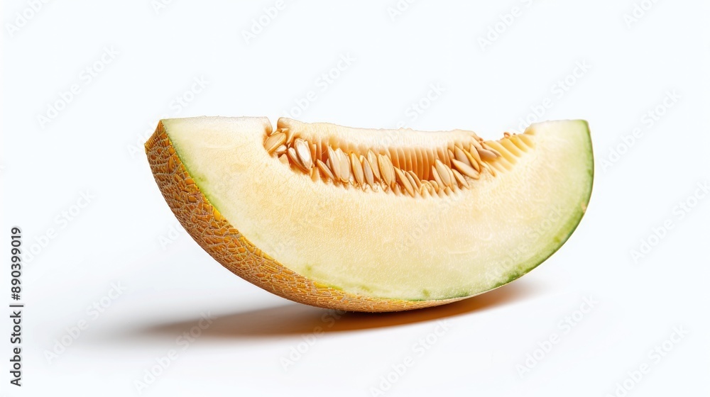 Half a melon in close up isolated on a white background Half a melon in close up isolated on a white background