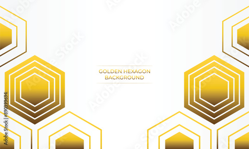 luxury white background with golden hexagon design