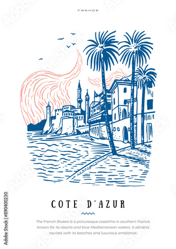 A poster in a vector illustration of a retro-style attraction hand-drawn8.eps
