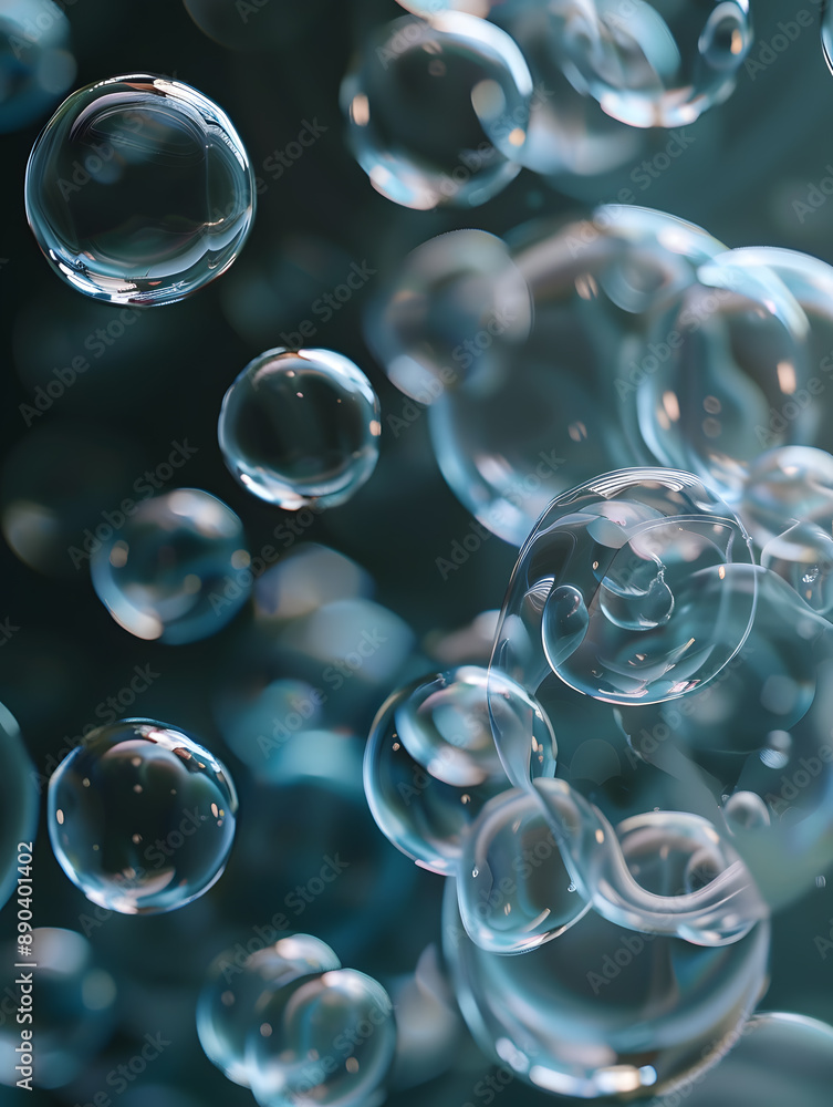 oil bubbles floating against a light background. The bubbles are semi-transparent with a reflective quality oil bubbles floating against a light background. The bubbles are semi-transparent with a reflective quality