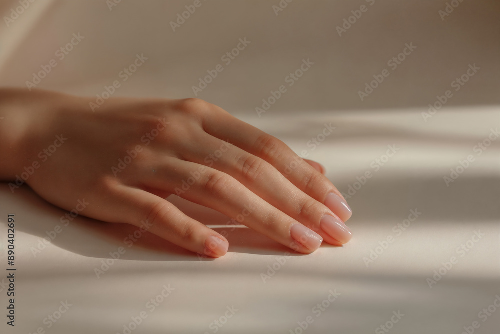 Woman's hand with manicured nails. Generative AI Woman's hand with manicured nails. Generative AI