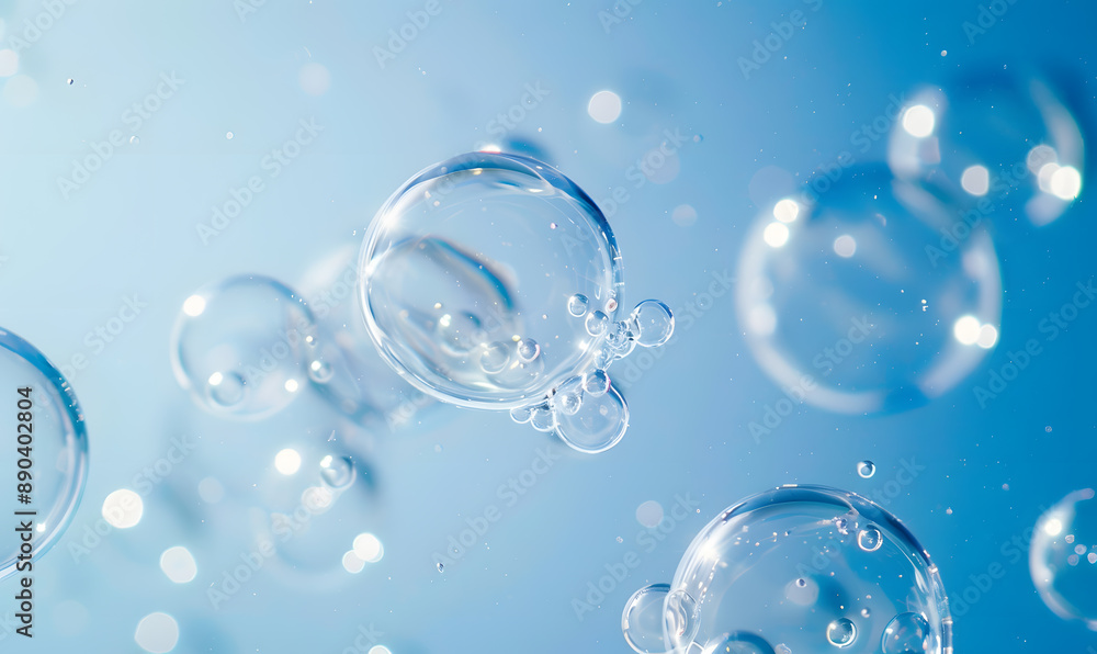 oil bubbles floating against a light background. The bubbles are semi-transparent with a reflective quality oil bubbles floating against a light background. The bubbles are semi-transparent with a reflective quality