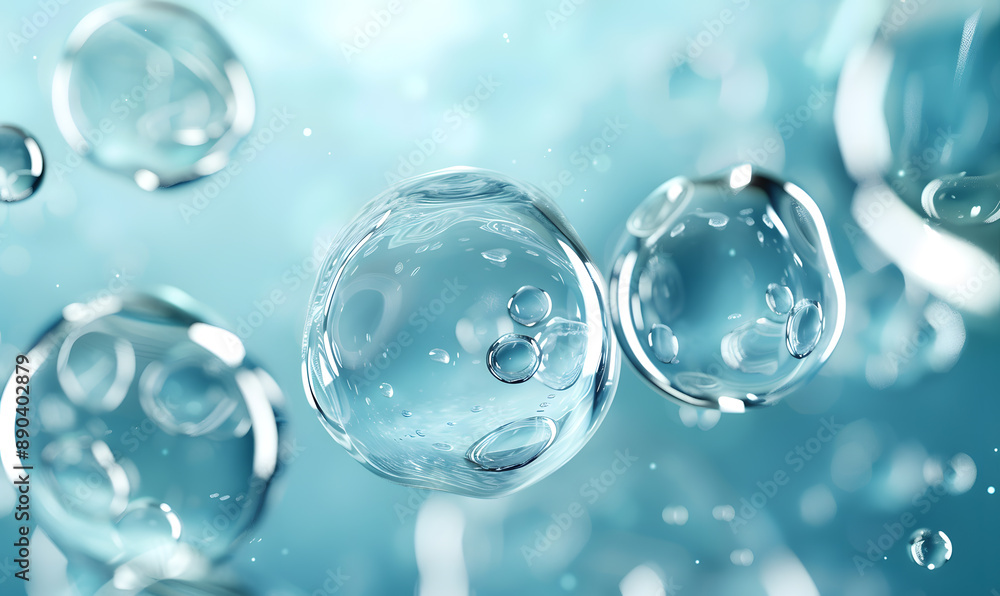 oil bubbles floating against a light background. The bubbles are semi-transparent with a reflective quality oil bubbles floating against a light background. The bubbles are semi-transparent with a reflective quality