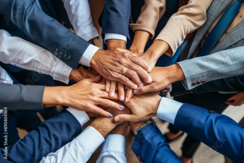 Wallpaper Mural Hands joined in a circle symbolizing unity and teamwork in a professional setting Torontodigital.ca