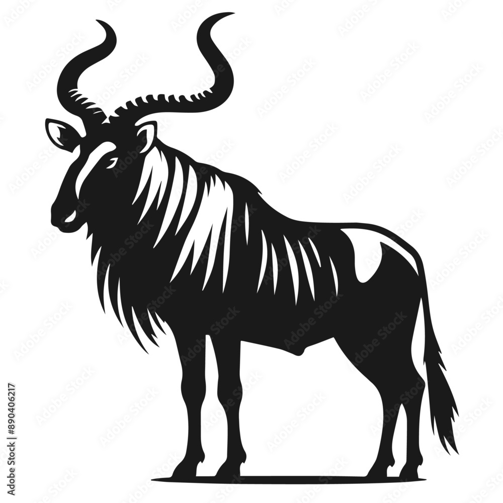 Black and white vector silhouette of a Deer isolated on white background
Black and white vector silhouette of a Deer isolated on white background