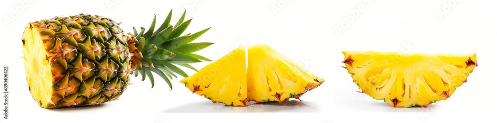 Fototapeta premium PNG File Hyperrealistic Pineapple Slices Isolated On Transparent Background
