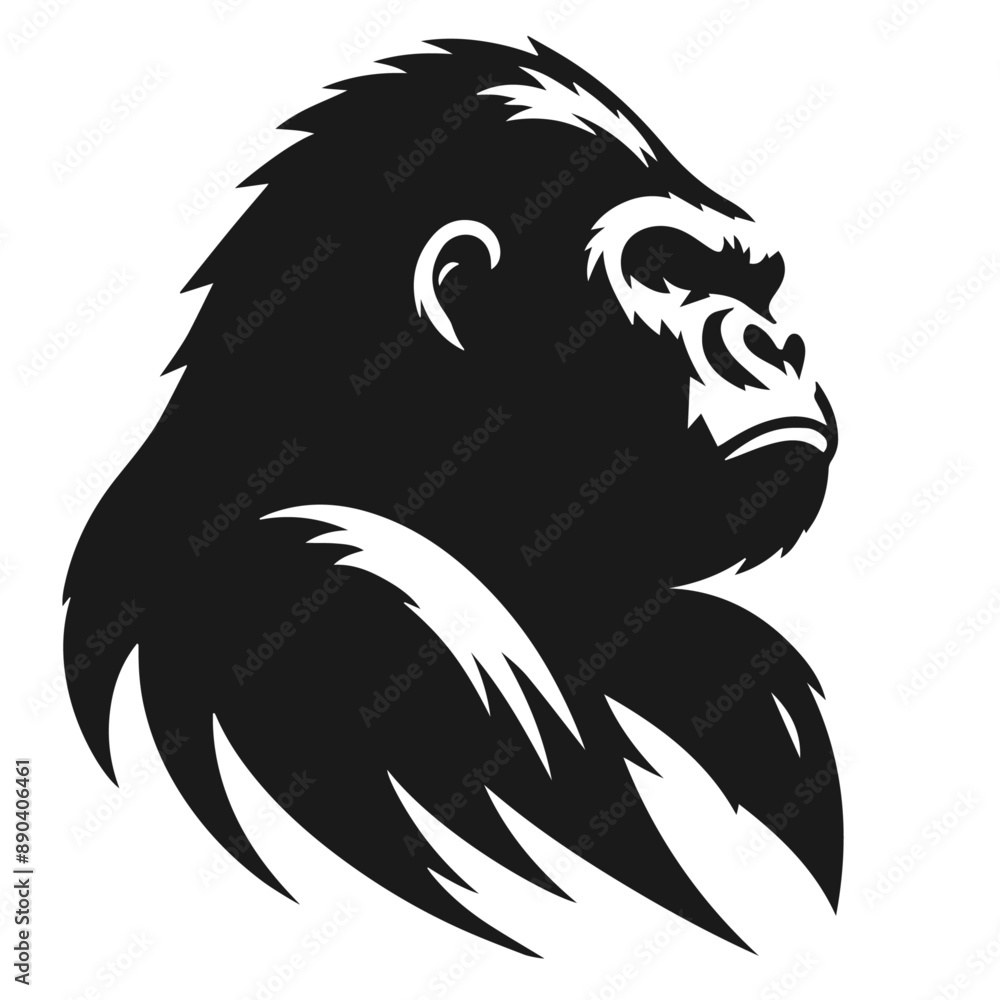 Black and white vector silhouette of a Gorilla isolated on white background
Black and white vector silhouette of a Gorilla isolated on white background