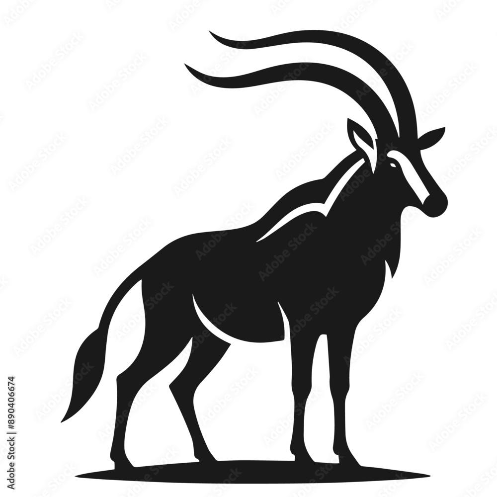 Black and white vector silhouette of a Greater kudu isolated on white background
Black and white vector silhouette of a Greater kudu isolated on white background