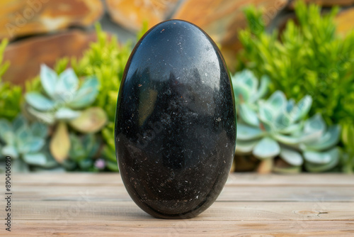A rock resembling a black e...