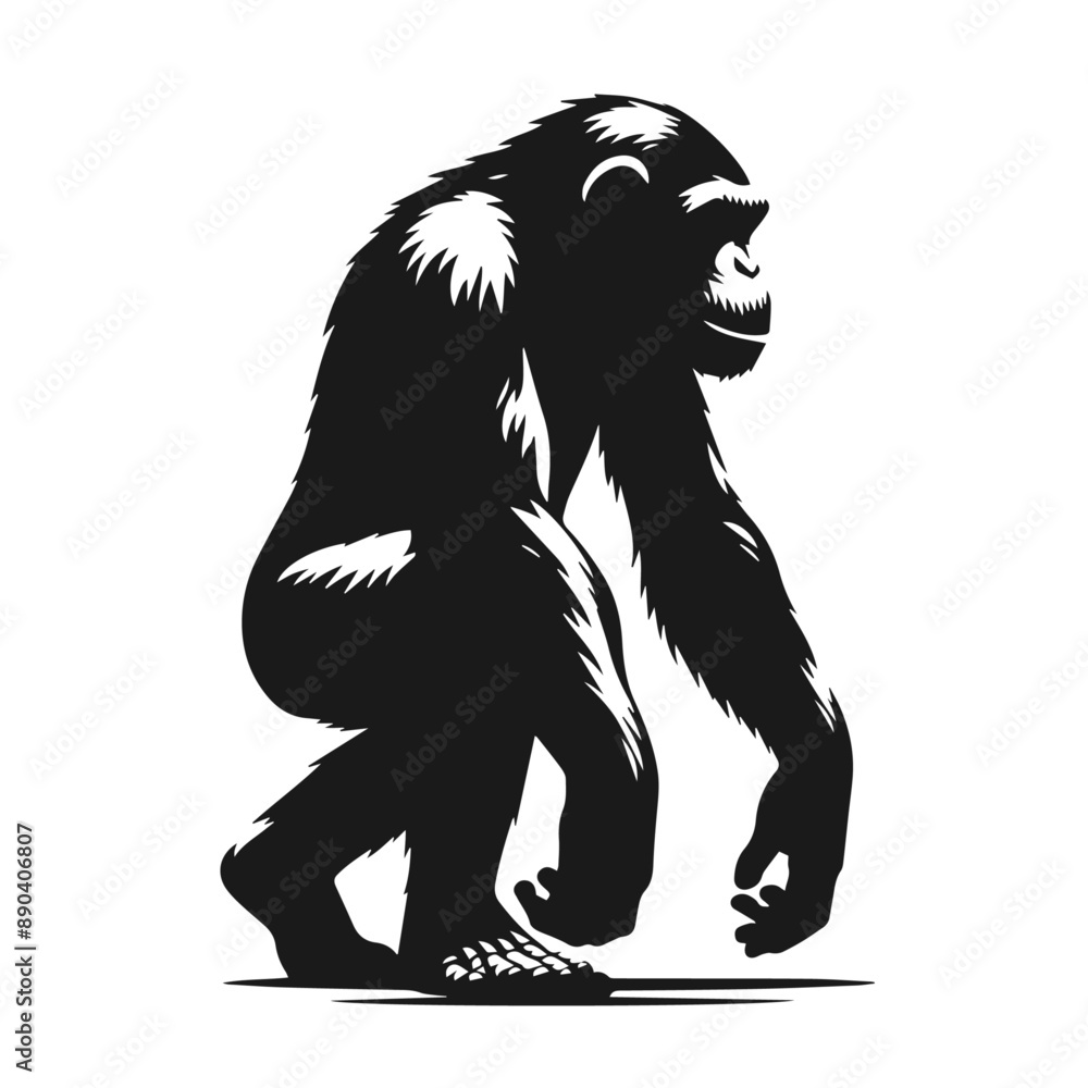Black and white vector silhouette of a Monkey isolated on white background
Black and white vector silhouette of a Monkey isolated on white background