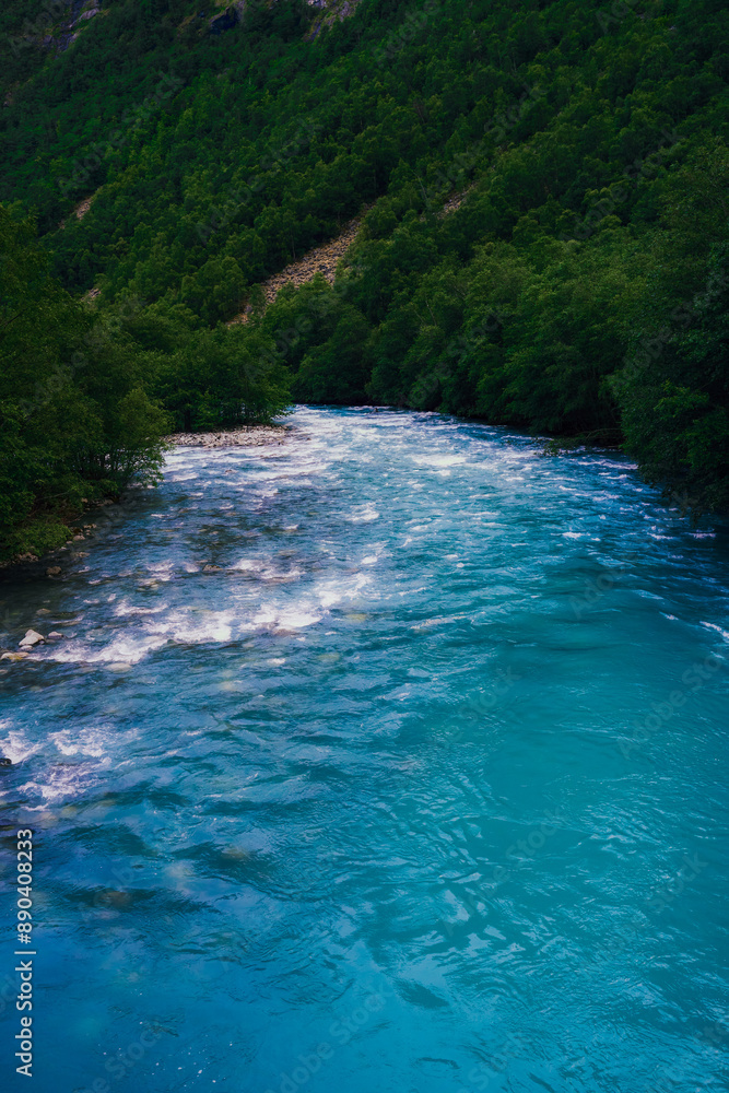 Obraz premium View of the Utla River of the Utladalen Valley, in Western Norway.