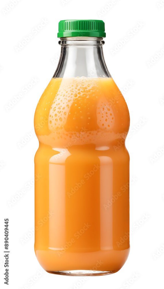 Bottle with orange drink, juice without label, transparent background Bottle with orange drink, juice without label, transparent background
