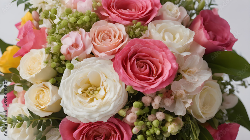 Bridal flower bouquet on white background. Generative AI Bridal flower bouquet on white background. Generative AI