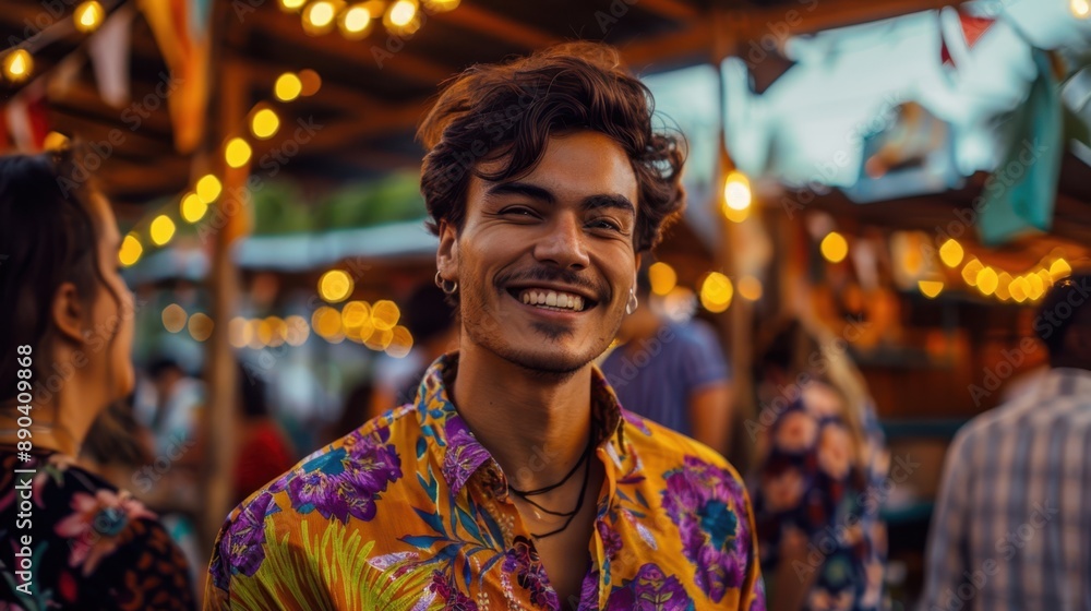 The man in colorful shirt The man in colorful shirt
