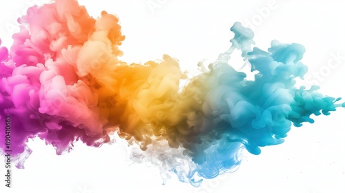 Explosion of colorful smoke isolated on white background. 