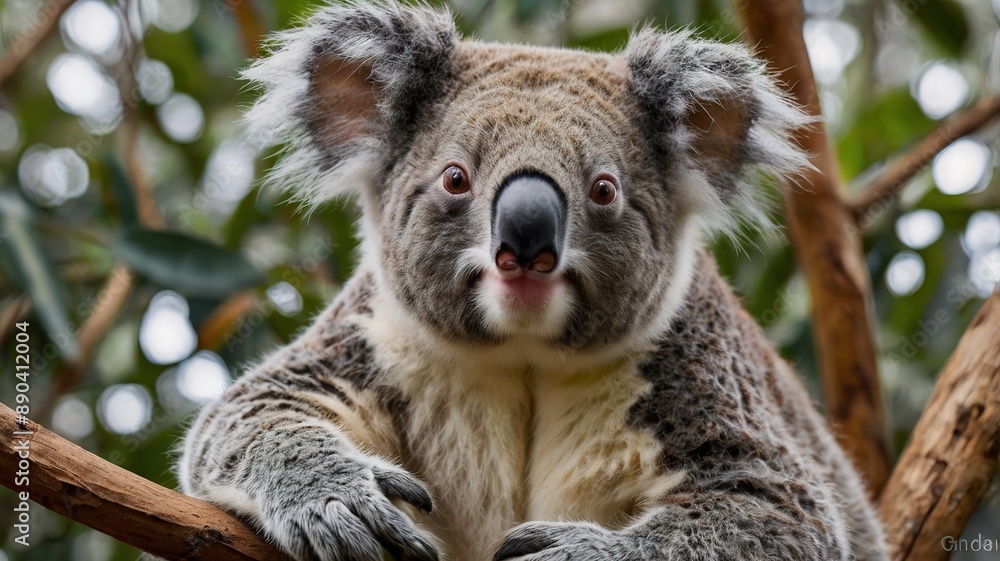 Fototapeta premium Cute Koala in Tree Close-Up