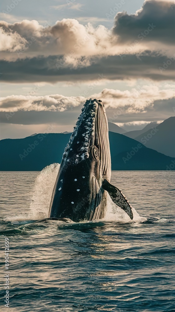 Fototapeta premium Whale Jumping out of Water