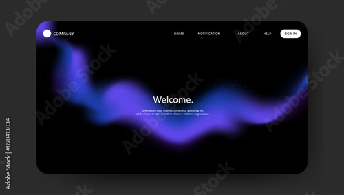 Abstract wave futuristic design of landing page. retro gradient mesh website design