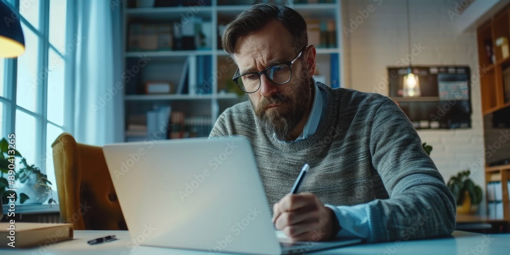 A person sitting at a desk with a laptop open, likely working or studying A person sitting at a desk with a laptop open, likely working or studying