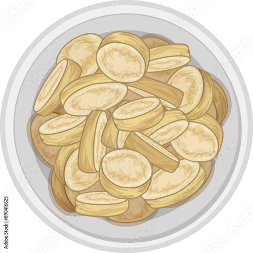 Bowl containing sliced plantains, creating a simple and healthy snack or side dish