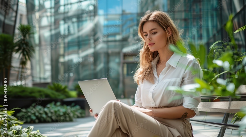 The businesswoman with laptop The businesswoman with laptop