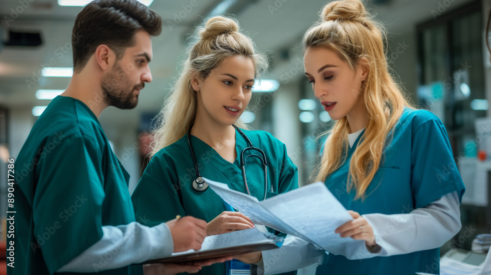 Fototapeta premium Doctor and team planning treatment.