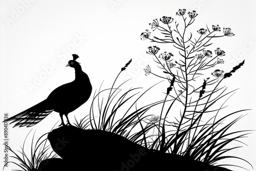 Illustrated Pheasant Silhou...
