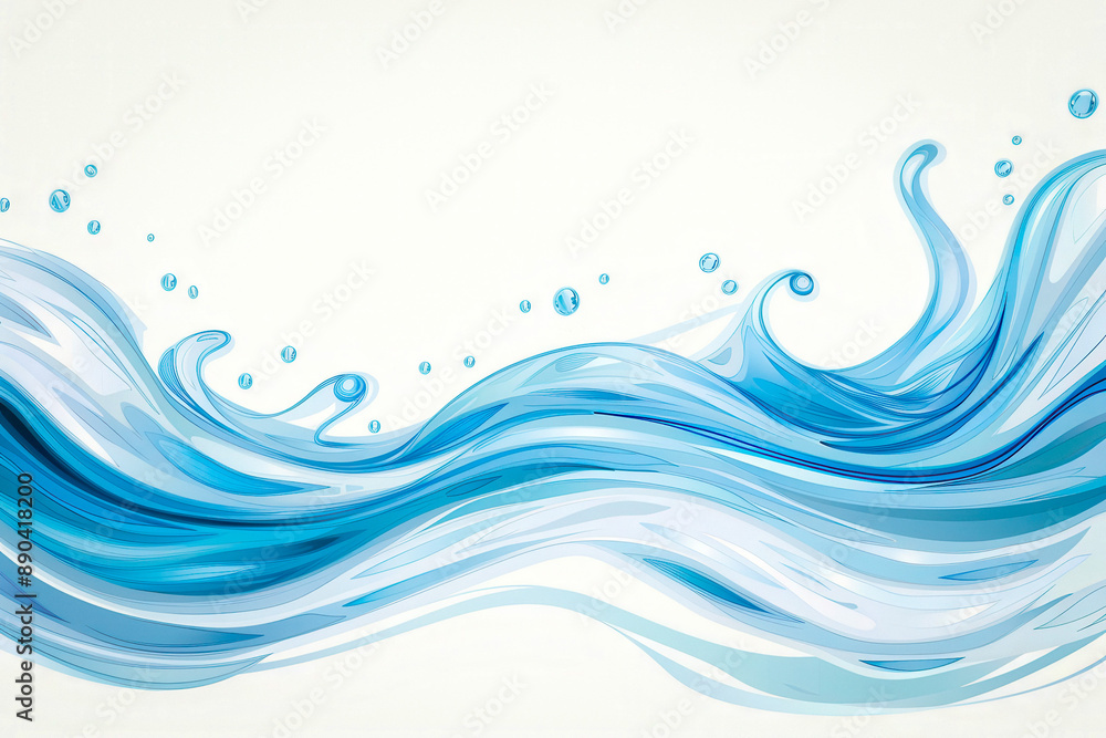 Elegant Water Silhouette on White Background - Artistic Fluidity Elegant Water Silhouette on White Background - Artistic Fluidity