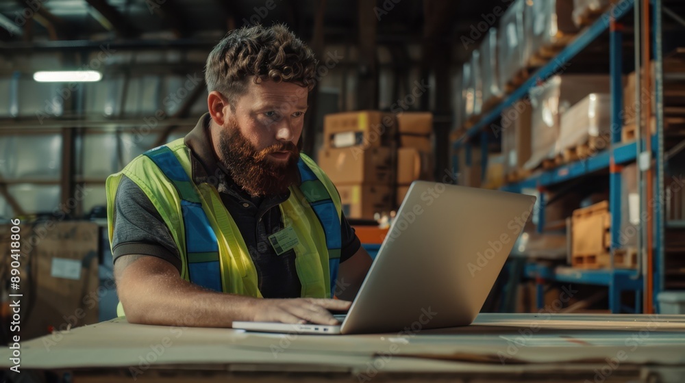A Warehouse Worker with Laptop A Warehouse Worker with Laptop