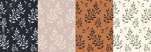 Set of floral seamless abstract pattern