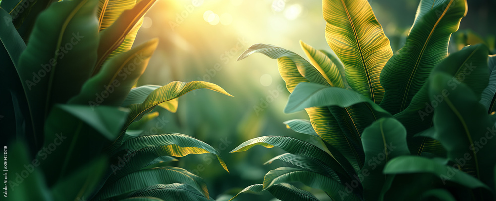 Sunlit Tropical Leaves: Vibrant Greenery and Natural Light Sunlit Tropical Leaves: Vibrant Greenery and Natural Light