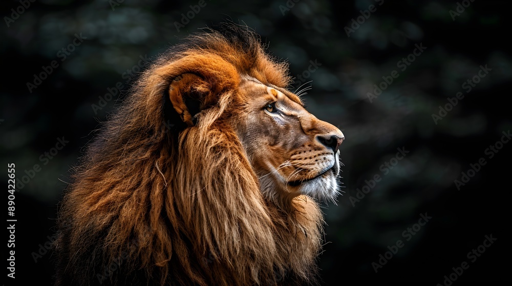 Majestic Male Lion Close-up Portrait in Natural Habitat