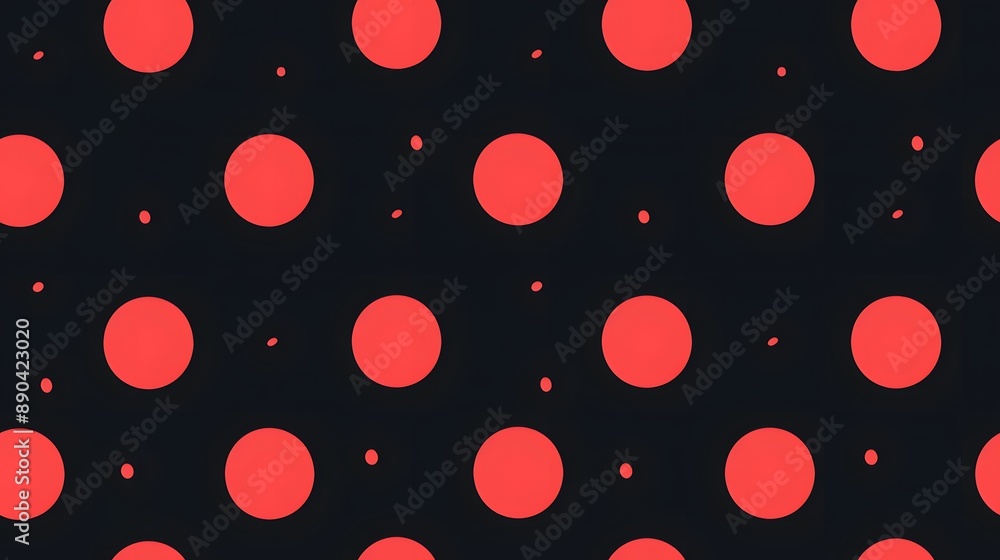 Red Polka Dots on Black Background Red Polka Dots on Black Background