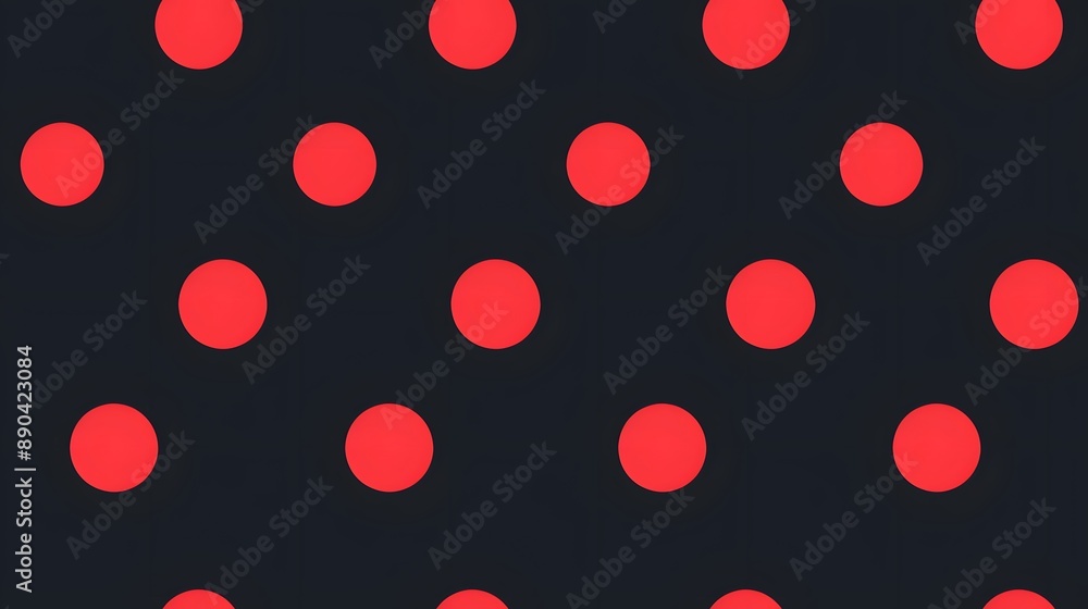 Red Polka Dot Pattern on Black Background Red Polka Dot Pattern on Black Background