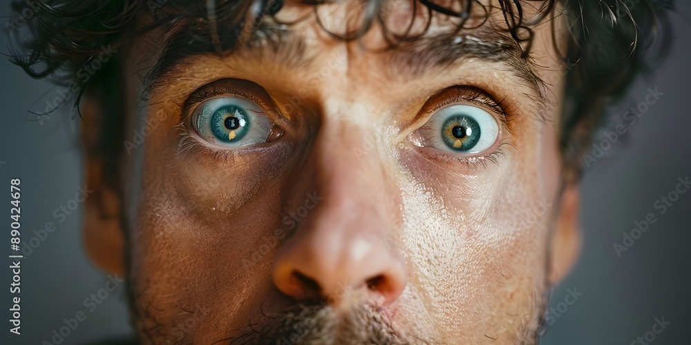 Intense Moment of Realization on a Man s Face with Dramatic Eyes and Expression Intense Moment of Realization on a Man s Face with Dramatic Eyes and Expression