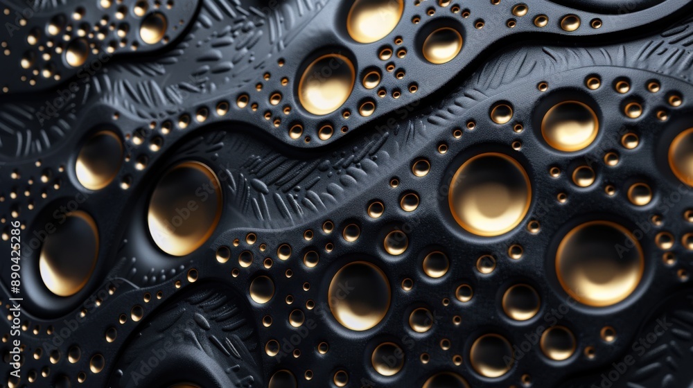 Black Gold Texture - 3D Illustration of Abstract Relief Circles on Metallic Background Black Gold Texture - 3D Illustration of Abstract Relief Circles on Metallic Background