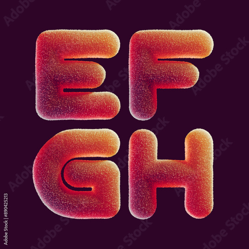 3d render of sweet candies covered with sugar made in shape of letters