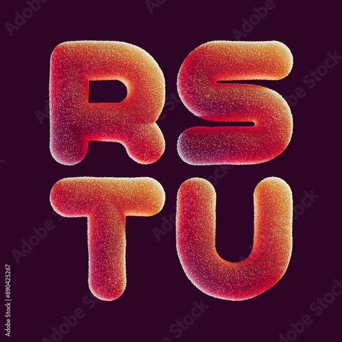 3d render of sweet candies covered with sugar made in shape of letters