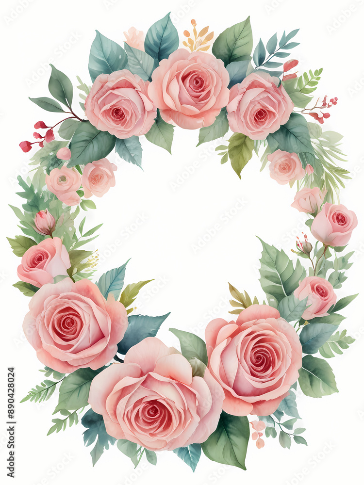 frame of roses, flowers on white background frame of roses, flowers on white background
